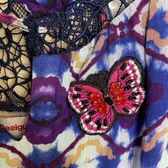 NWT Desigual Tie Dye Maxi Dress Vest Serpens size 4. Multi Color crochet - Picture 8 of 14